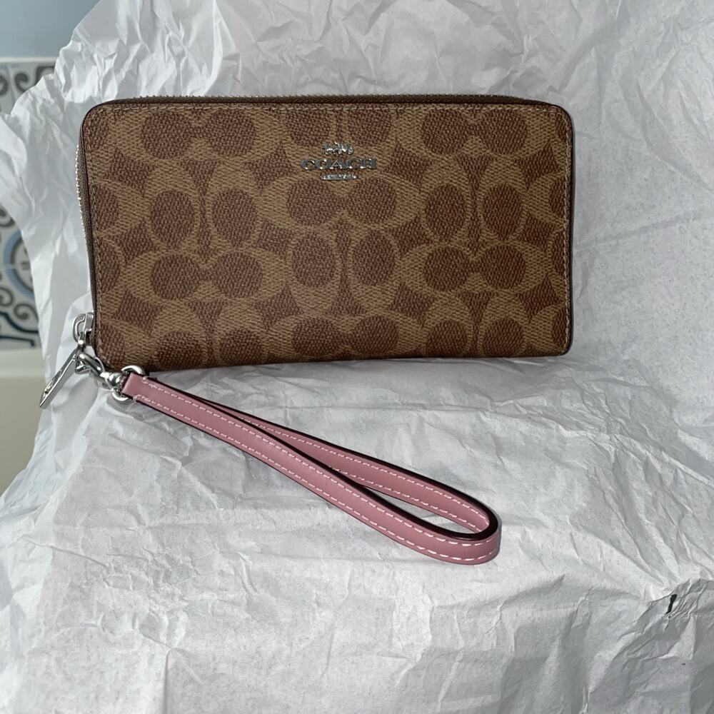 Coach Long Zip Around Wallet With Detachable Card Case In Signature Canvas